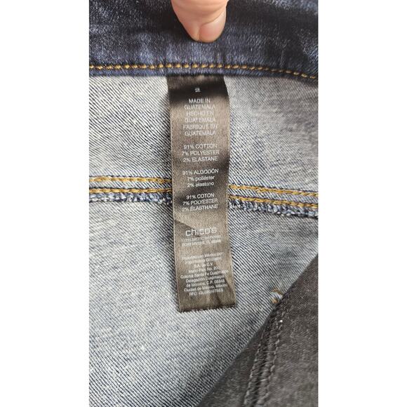 Chicos sz 2 (12) so slimming crop Jeans career casual comfort stretch EUC L - Picture 4 of 8